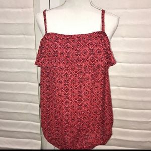 TORRID Fun Red/Blk Ruffle Print top  sz 1